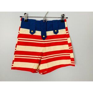 Vintage Patriotic Shorts, Womens Size XS, 24" Waist, High Rise Red White Blue